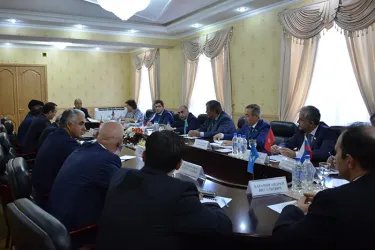 Встреча наблюдателей от МПА СНГ с главой Парламента Республики Таджикистан Шукурджоном Зухуровым