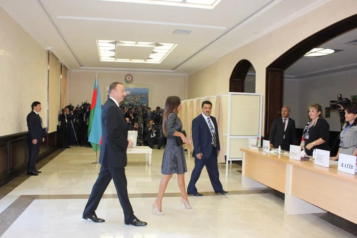 Incumbent President Ilham Aliyev cast his vote