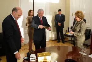 Valentina Matvienko and Alexey Sergeev awarded commemorative medal 20 years of PABSEC