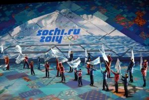 2014 Sochi Olympics. Olympic flag-bearers from the teams of the Commonwealth countries