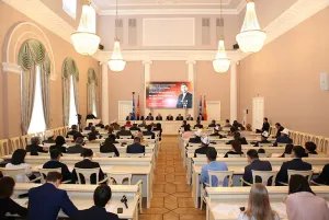 Politician and party official, First Secretary of the Central Committee of the Communist party of Kyrgyzstan Iskhak Razzakov is remembered in the Tavricheskiy Palace
